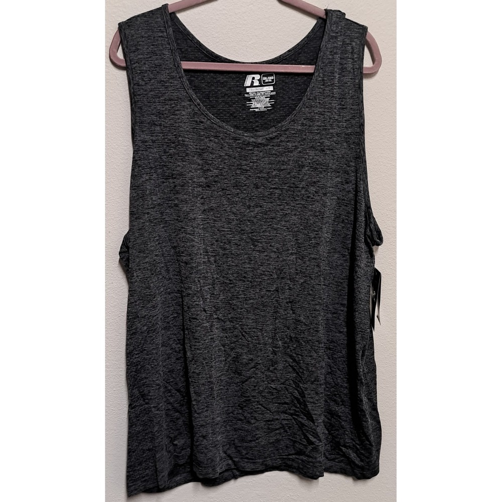 Russell Athletic Tank Top 2XL Gray Training Fit Seamless Workout Gym Dri-Power